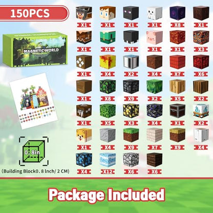 Intoypad 150PCS Magnetic Blocks for Kids, 0.8in Magnetic Building Block Toys for Boys Girls Age 3 4 5 6 7 8 9 10 Magnet Cubes Game Magnetic Tiles STEM Toys Christmas Birthday Gifts for Kids Toddlers - style: 150Pcs