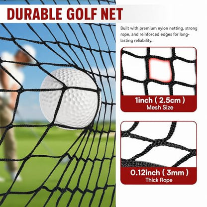 Golf Net,7Ft,10Ft,15Ft,20Ft,25Ft, 30Ft, 40Ft Golf Practice Net,Sports Practice Barrier Net, Heavy Duty Ball Netting Golf Hitting Net, DIY Ball Net,Baseball Net Hockey Net and Chipping Net - size: 10x10 ft