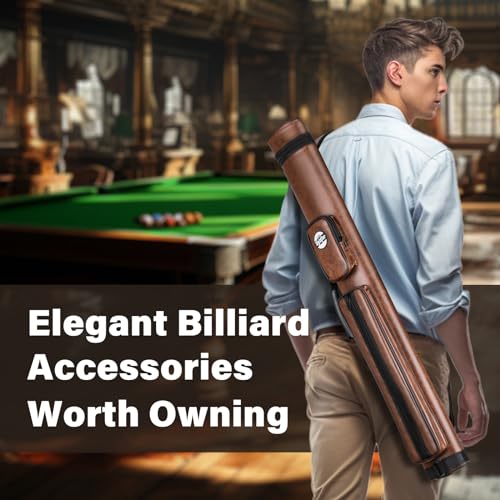 Trymaker Pool Cue Case, 2x2 Pool Stick Case (Not for 3/4) – Hard Billiard Bag for 2 Sticks, Billiard Accessories - color: Brown