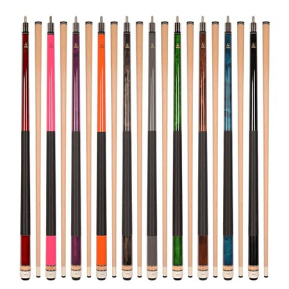 Set of Aska L2 Billiard Pool Cue Sticks, 58" Hard Rock Canadian Maple, 5/16x18 Joint, 13mm Hard Tip, Mixed Weights - style: Set of Ten Sticks