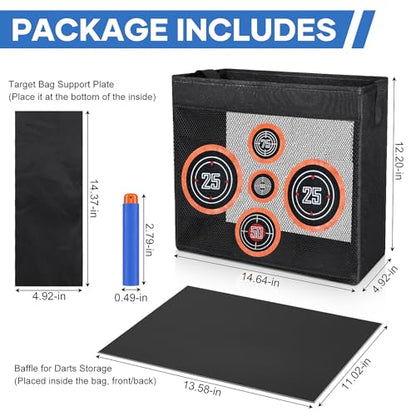 Pokiiulk 300 Darts Fits for Nerf Elite Blasters, Compatible with Disruptor, Strongarm etc. Elite Blasters, with a Target Fits for Nerf Blasters, Blue, 0.4in - color: 300 DARTS & TARGET