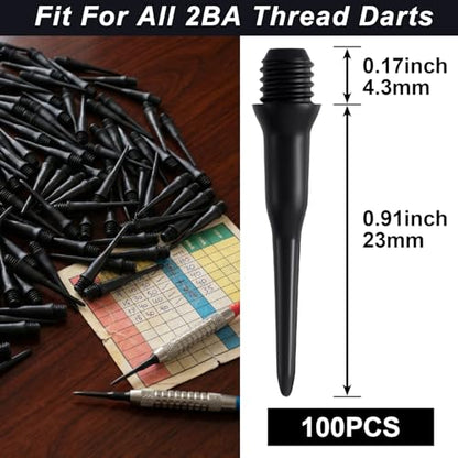 2BA Thread Plastic Tip Dart Points, Darts Plastic Tip, Soft Tip Darts - color: Black,Style 2