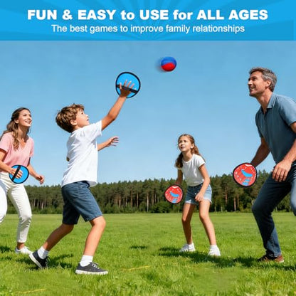 Toss and Catch Ball Game Set for Kids Ages 3-12, 4 Paddles & 4 Sticky Balls, Outdoor Baseball Training Toy for Backyard, Beach, Pool, Birthday Gift for Boys Girls