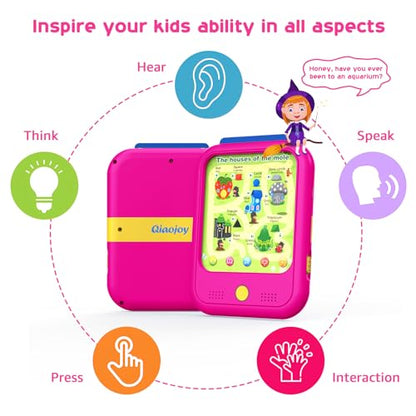 Kids Learning Tablet Educational Learning Pad for Toddlers 2-5 to Learn Alphabets, Numbers, Foods, Time, Music, Vehicles, Tablet Toy for Toddlers Ages 2 3 4 5 6 Years Old - style: Upgrade Version（20 lesson pages pink）