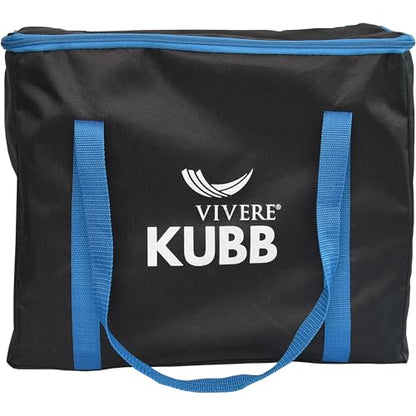 Vivere Kubb Yard Game Set Tournament Quality, Viking Chess Outdoor Clash Toss Yard Game with Carrying Case - Premium Rubber Wood with Corner Stakes