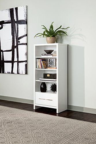ClosetMaid 1651 Media Storage Tower Bookcase with Drawer White - color: White, style: Media Storage Tower