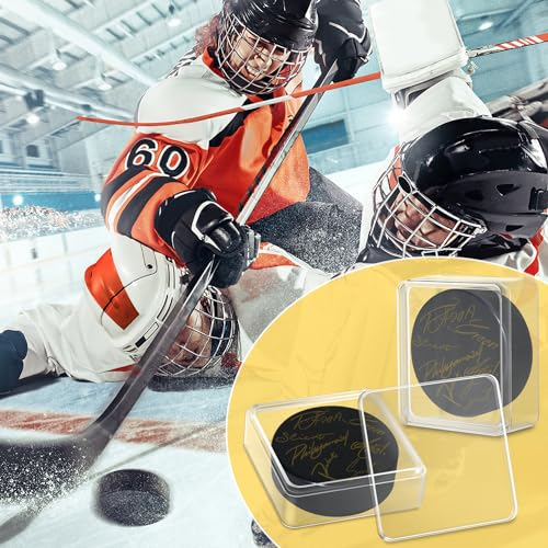 Hockey Puck Display Cases, Acrylic Cube Square Hockey Puck Display Cases - Fits Official Size Hockey Puck (6 PCS) - size: 6 PCS