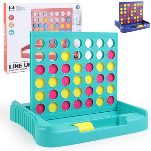 4 in a Row Connect Game, Travel Board Games for Kids Adults, Get 4 in a Row to Win - 9 x 7.4 inches (Green) - color: Green