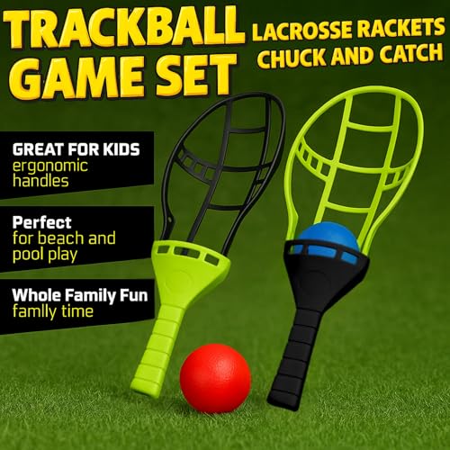 Liberty Imports Trackball Sport Chuck and Catch Ball - Player Lacrosse Racket Toy Classic Backyard Game Set Outdoor Play for Kids & Adults (4 Pack)