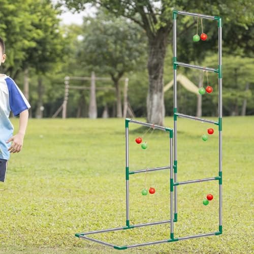 6 Pairs Toss Balls Ladder Toss Game Set Tossing Game Outdoor Indoor Game Portable Sturdy PP Material Suitable for Kids Adults Lawn Parties
