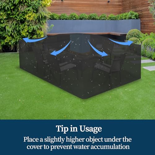 Easy-Going Patio Furniture Cover Waterproof Outdoor Rectangular Table Cover with Seal Tape at Seams (72"L x 44"W x 23"H, Black) - color: Black, size: 72"L x 44"W x 23"H