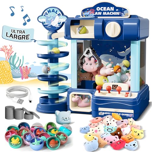 Kids Claw Machine, Arcade Game Toy for Ages 8-13, Candy Vending Toys for Girls and Boys, Electronic Claw Game Machine for Party with Lights Sound, Birthday Gifts for 6 7 9 10 12 Years Old - style: 2-in-1 Large Whale Wonder