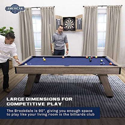 American Legend Billiard Table with Rustic Wood Finish - color: Blue