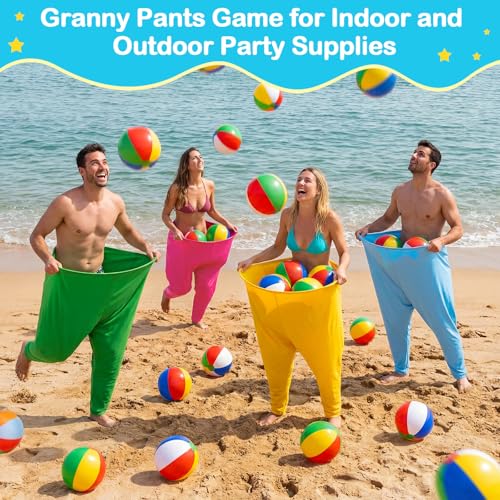 Granny Pants Yard Game Field Day Carnival Outdoor Games Combo Set with Egg Spoon Race 3 Legged Relay Race Bouncy Tossing Ball Adult for Lawn Picnic Family Reunion Team Party - color: Colorful