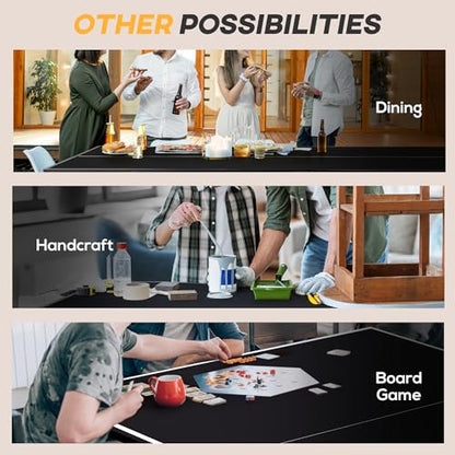Full Size Ping Pong Table, Folds into Quarters, Portable Table TTable with Net, Paddles, Balls, Charcoal Gray