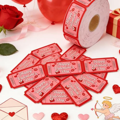 1000 Pcs Valentine Raffle Tickets Roll Red Romantic Heart Carnival Raffle Tickets with Unique Numbered Games Door Drink Prizes Tickets for Events Wedding Anniversary Party Favors Supplies - color: Valentine Raffle Tickets-red