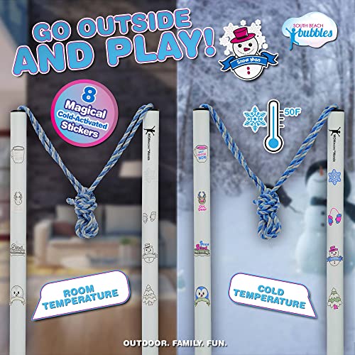 WOWMAZING Giant Bubble Kit Winter – Bubble Wand, 2 Big Bubbles Mix Pouches, 8 Cold-Activated Stickers for Outdoor Winter Fun |Bubbles Made in USA - style: Kit-Winter