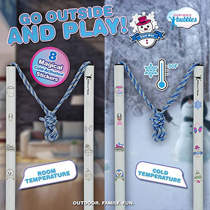 WOWMAZING Giant Bubble Kit Winter – Bubble Wand, 2 Big Bubbles Mix Pouches, 8 Cold-Activated Stickers for Outdoor Winter Fun |Bubbles Made in USA - style: Kit-Winter