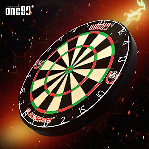 ONE80 Gladiator Dartboard with Top-Grade African Sisal and Sword Edge Staple Free Wire Spider for Maximum Scoring Potential and Less Bounce Outs - style: Gladiator III