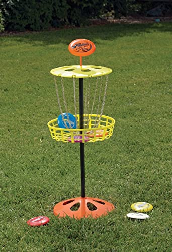 Wham-O Mini Frisbee Golf Set, 28-inch Tall Frisbee Golf Target with 6 Mini Discs, Portable Disc Golf Starter Toy Set for Indoor and Outdoor