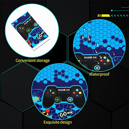 PHOGARY 3 Pack Video Game Tablecloth Blue Video Game Table Cover Geek Theme Birthday Party Decorations Supplies for Kids Player, 108 x 54 Inches