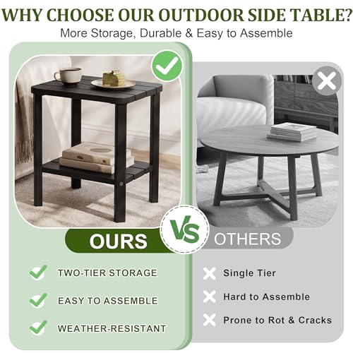 Outdoor Side Table, 2-Tier Small Outdoor Table, Waterproof & Weather Resistant Patio End Tables, Patio Furniture for Garden, Porch, Pool, Lawn, Backyard or Indoor - size: 1PC