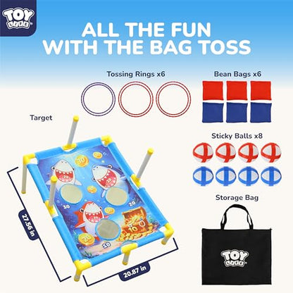 TOY Life 3 in 1 Sticky Bean Bag Ring Toss Games, Cornhole, Outdoor Toys for Kids Ages 4-8, Sports & Outdoor Play, Backyard Outside Toys, Family Lawn Yard Games Birthday Party, Gift for Boys