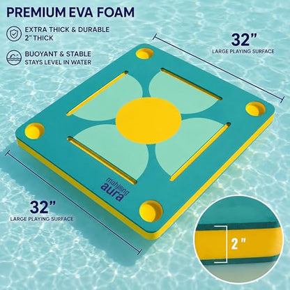 Floating Mahjong Table for Pool - Swimming Pool and Hot Tub Float Board for Card Games, Scrabble, Dominoes, Poker - Adults Pools Game Tray for Water and Lake - Domino Floater Tables - color: Green