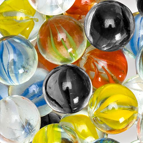 Yellow Mountain Imports 60 Pieces Translucent Chinese Checkers Glass Marbles with Petal Design - 14 Millimeters - size: 14mm(Crystal)