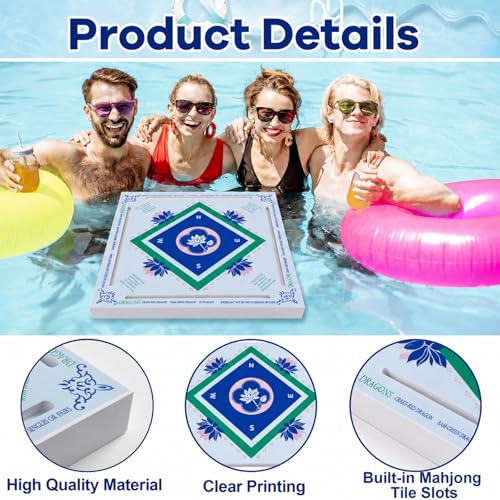 19x19 Inches Mahjong Floating Game Table for Pool Adults Pool Games Tray for Mah Jong Card Games Dominoes Poker Floater Tables for Indoor Outdoor Swimming Pool Hot Tub Lake(Blue Green) - style: Blue Green