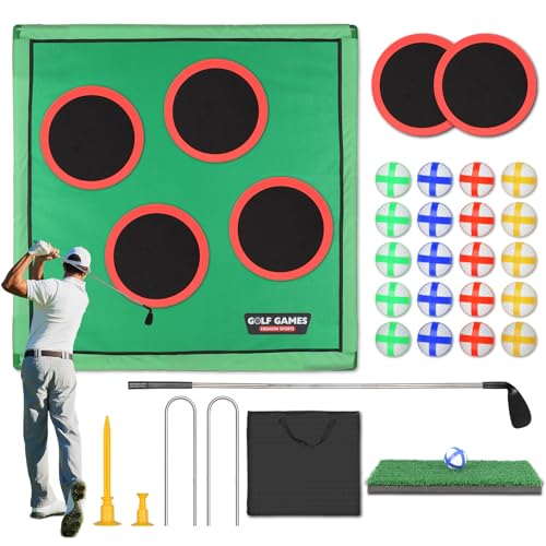 Golf Chipping Game for Outdoor Indoor: Backyard Golf Games for Adults & Golfers , Birthday Gifts for Men, Golf Set with 20 Sticky Balls, Putting Mat, Putter & Carry Bag, Golf Simulators for Home