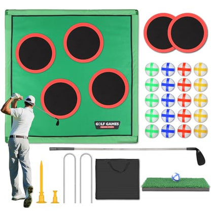 Golf Chipping Game for Outdoor Indoor: Backyard Golf Games for Adults & Golfers , Birthday Gifts for Men, Golf Set with 20 Sticky Balls, Putting Mat, Putter & Carry Bag, Golf Simulators for Home