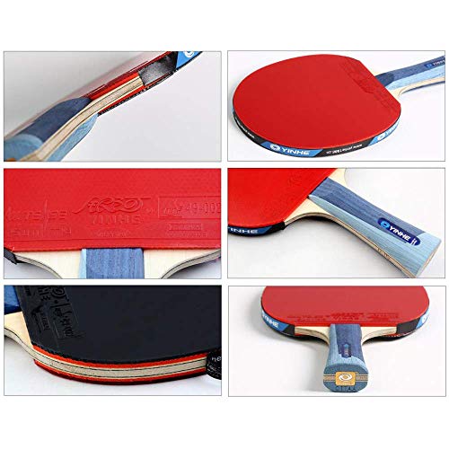 Professional Table Tennis Bat 5 Layers of Wood 2 Layers of Carbon Fiber Ping Pong Bat Suitable for for Players of All Levels/As Shown/Short Handle - size: Short handle