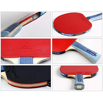 Professional Table Tennis Bat 5 Layers of Wood 2 Layers of Carbon Fiber Ping Pong Bat Suitable for for Players of All Levels/As Shown/Short Handle - size: Long handle