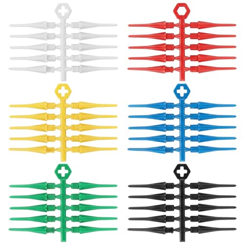 Foilswirl 60 Pcs 2ba Electronic Dart Tips Plastic Dart Tips - Universal Plastic Soft Tip Points - color: Mixed Colors