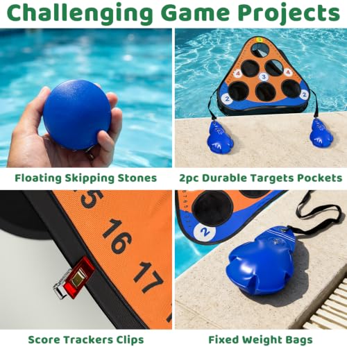 Pool Cornhole Board Set, Pool Corn Hole Game Floating | Swimming Pool Games for Adults and Family, Cool Summer Party Gift for Teen, Portable and Easy Setup Beach Toys
