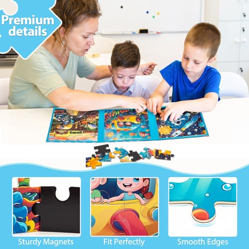 Space Ocean Train Magnetic Puzzles for Toddlers, Ages 3-5, 20-25-30 Pieces, Travel Jigsaw Puzzles, Preschool Learning Toys - style: Space