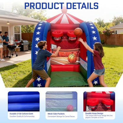 OZIS Inflatable Basketball Hoop Shot with Balls and Built-in Blower Portable Fun Shooting Target Hoops, Interactive Inflatable Carnival Games for Commercial Events, Parties, Family Activities - style: Basketball Hoop