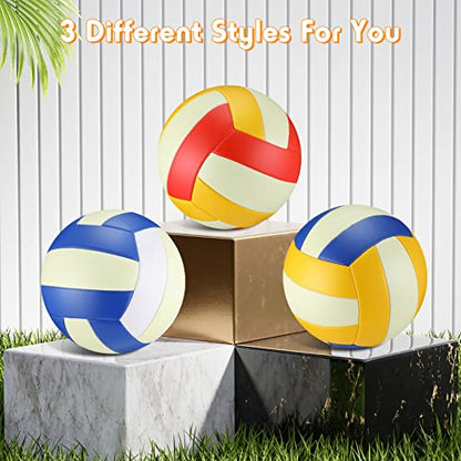 Libima 3 Pcs Glow in The Dark Volleyball with Pump Mesh Bag, Light up Luminous Volleyball Back to School Gift for Teen Adult Official Size 5 Indoor Outdoor Practice Holiday Party Beach Sport Supply