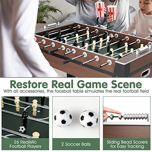 Giantex Foosball Table Adult Size - 54" Foosball Table Full Size with 2 Balls, Wood Football Table, Arcade Soccer Table Game for Kids Adults, Game Room, Home, Office, Party
