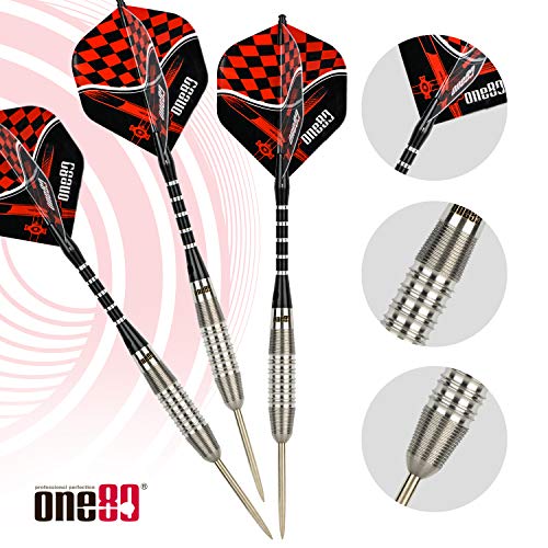 ONE80 90% VHD Steel Tip Tungsten Dart, Professional Barrel Style with Extra Flights, Shafts and Sharpener Gift Box Packaging - style: G-23g