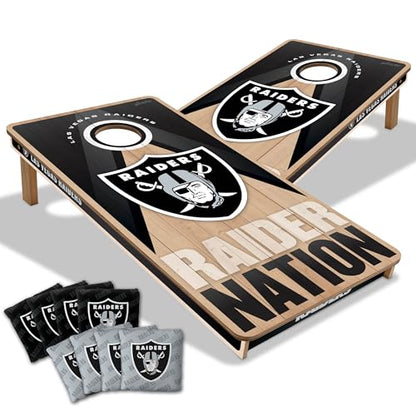 YouTheFan NFL 2' x 4' Slogan Series Professional Wood Cornhole Game with Logo Bags - color: Las Vegas Raiders