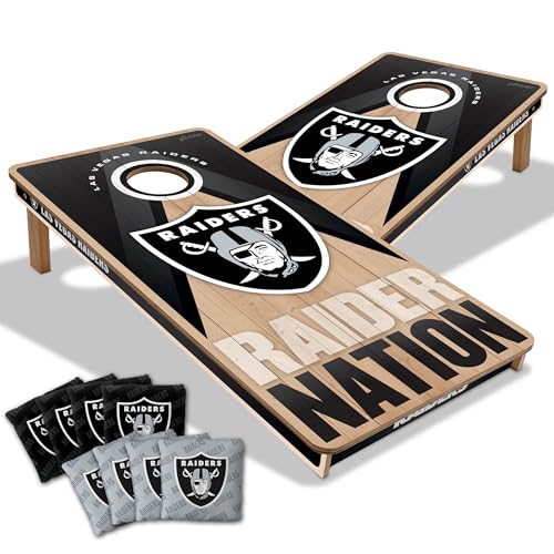 YouTheFan NFL 2' x 4' Slogan Series Professional Wood Cornhole Game with Logo Bags - color: Las Vegas Raiders