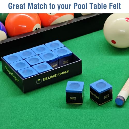 12-Piece Pool Cue Chalk Set Cube Chalk for Pool Cue Billiards Table Accessories with Storage Box,Blue