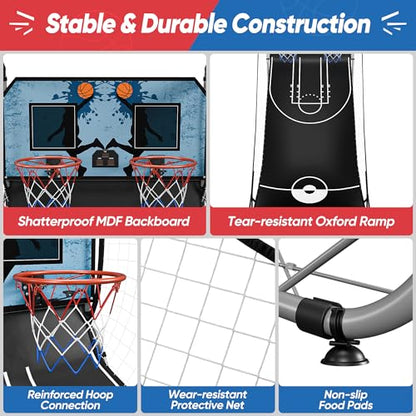 Indoor Arcade Basketball Game Foldable Double Electronic Basketball Hoop Game Shot 2 Player w/ 4 Balls LED Scoring Inflation Pump 8 Different Options