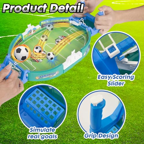 PowerKing Portable Foosball Table - Mini Tabletop Sports Game for Competitive Family Fun - color: Green-E013