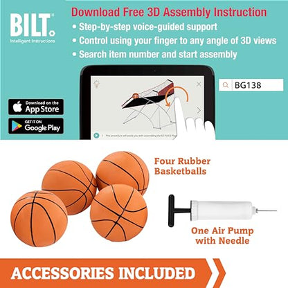Hall of Games EZ Fold Premium Indoor Arcade Basketball Game with Steel Frame and Polycarbonate Backboard, Dual Shot Electronic Scoring with 6 Size 3 Balls Included, Perfect for Basement Game Rooms - style: EZ-Fold (Classic Dual-Shot)