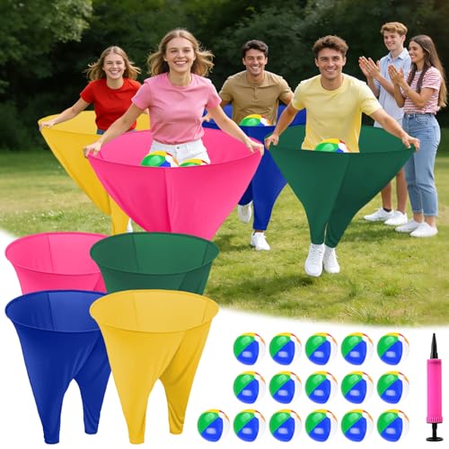 Granny Pants Yard Game Giant Granny Pants Outdoor Game Includes Bouncy Balls & Air Pumps Hilarious Outdoor Games for Adults and Family Backyard Gatherings Beach Games Team-Building Activities - color: Gold Green Blue Fuchsia, size: 4PCS