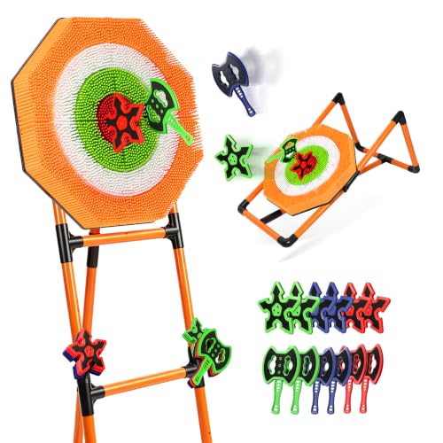 Axe Throwing Game for Backyard with 6 Axes & 6 Throwing Stars | 60 Inch Tall, 4-in-1 Plastic Axe Throwing Game, Large Yard Games for Kids and Adults