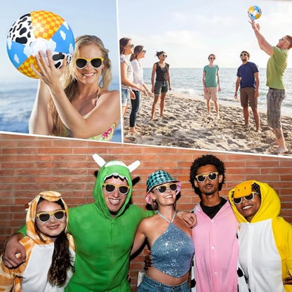 48 Pcs Toy Inspired Inflatable Beach Balls with Matching Glasses 10 Inch Animated Blow up Balls Pool Party Supplies for Water Birthday Beach Summer Holiday Fun - style: Splicing